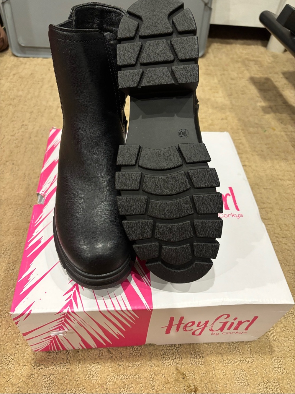 Corkys Black Chunky Lug Sole Ankle Booties